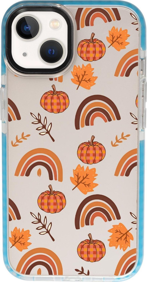 İphone 13 Uyumlu Sonbahar Desenli Candy Bumper Silikonlu Telefon Kılıfı
