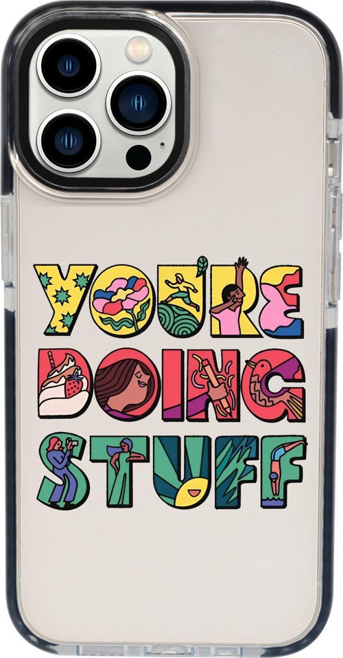 İphone 13 Pro Uyumlu Youre Doing Stuff Desenli Candy Bumper Silikonlu Telefon Kılıfı