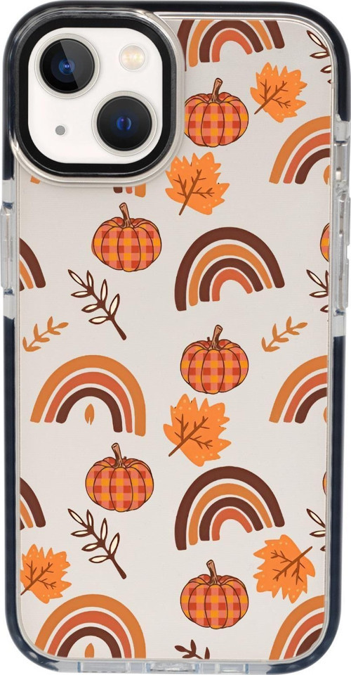 İphone 13 Uyumlu Sonbahar Desenli Candy Bumper Silikonlu Telefon Kılıfı