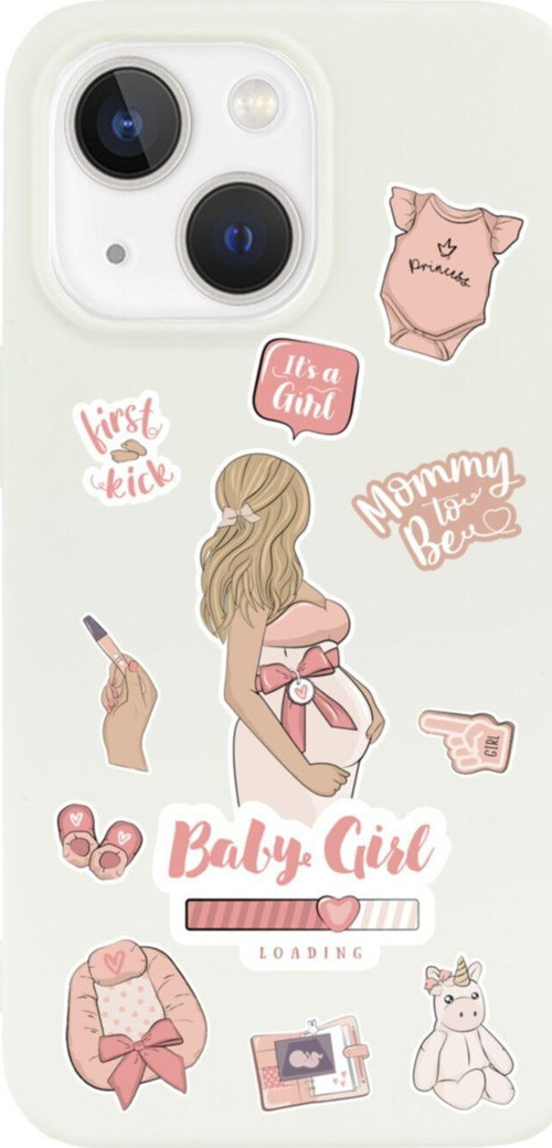 İphone 13 Baby Girl Tasarımlı Beyaz Telefon Kılıfı