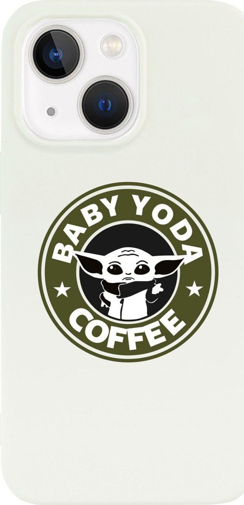 İphone 13 Baby Yoda Desenli Tasarımlı Beyaz Telefon Kılıfı