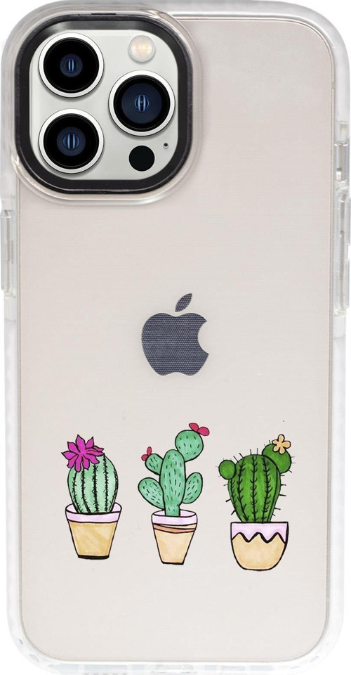İphone 13 Pro Max Üçlü Kaktüs Candy Bumper Darbe Emci Silikonlu Telefon Kılıfı