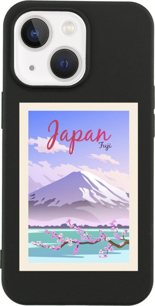 İphone 13 Japan Fuji Tasarımlı Siyah Telefon Kılıfı