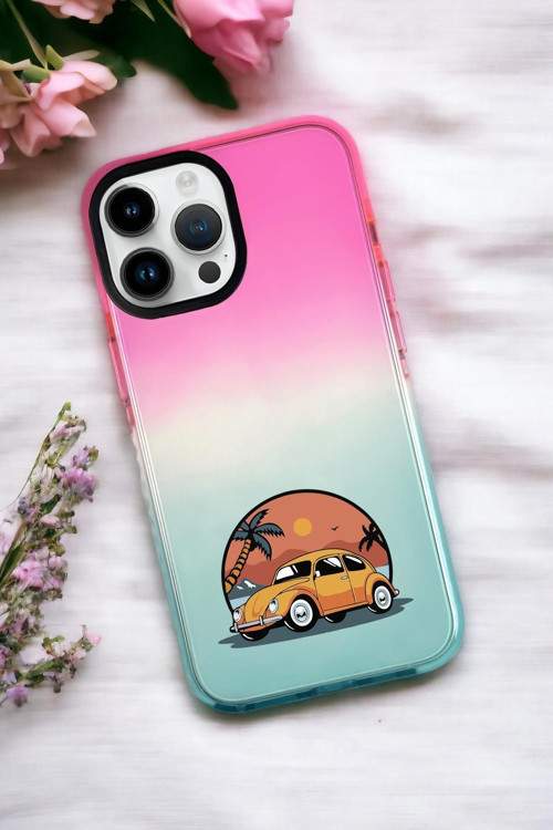 İphone 13 Pro Uyumlu Wos Wos Desenli Premium Rainbow Silikonlu Telefon Kılıfı