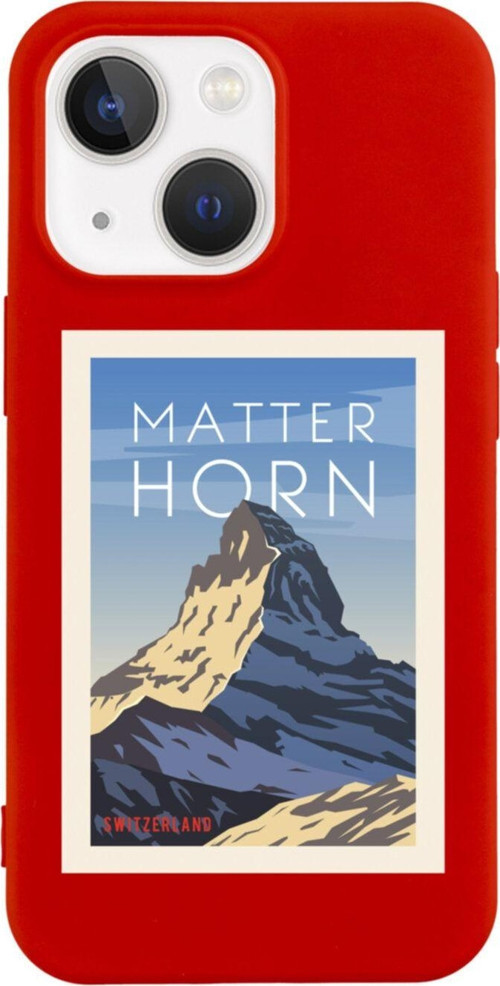 İphone 13 Matter Horn Tasarımlı Kırmızı Telefon Kılıfı