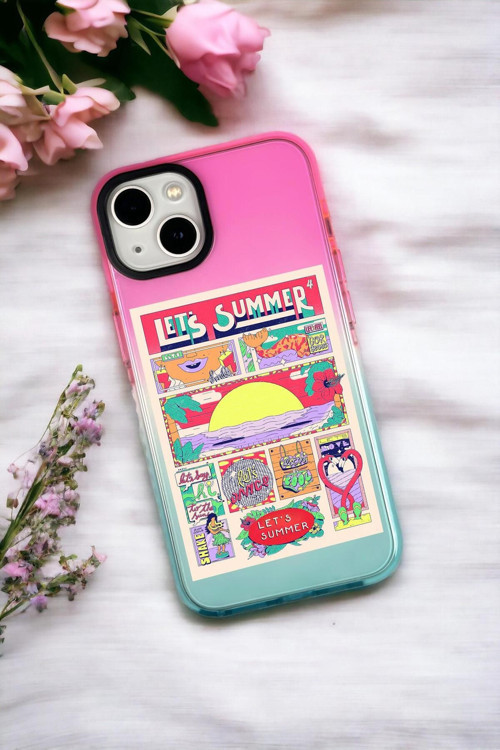 İphone 13 Uyumlu Lets Shake Desenli Premium Rainbow Silikonlu Telefon Kılıfı