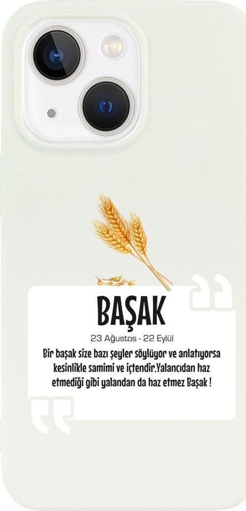 İphone 13 Başak Yıldız Tasarımlı Beyaz Telefon Kılıfı