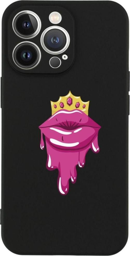 İphone 13 Pro Crown Lip Tasarımlı Siyah Telefon Kılıfı
