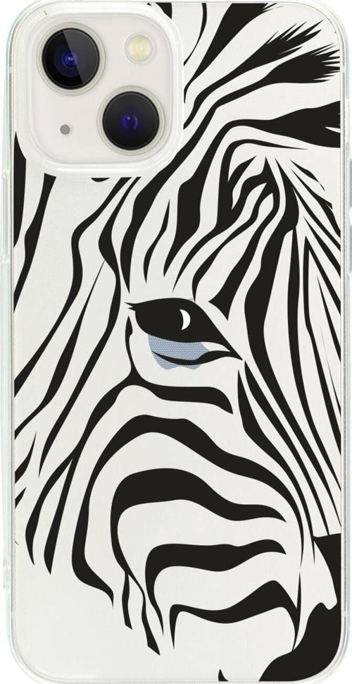 İphone 13 Mini Zebra Head Desenli Şeffaf Telefon Kılıfı