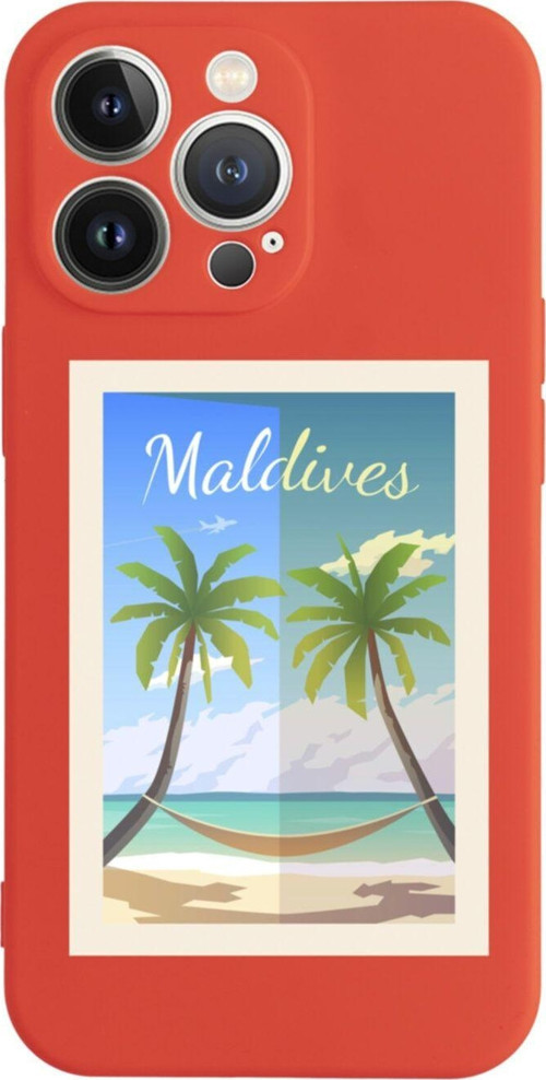 İphone 13 Pro Maldives Tasarımlı Kırmızı Telefon Kılıfı