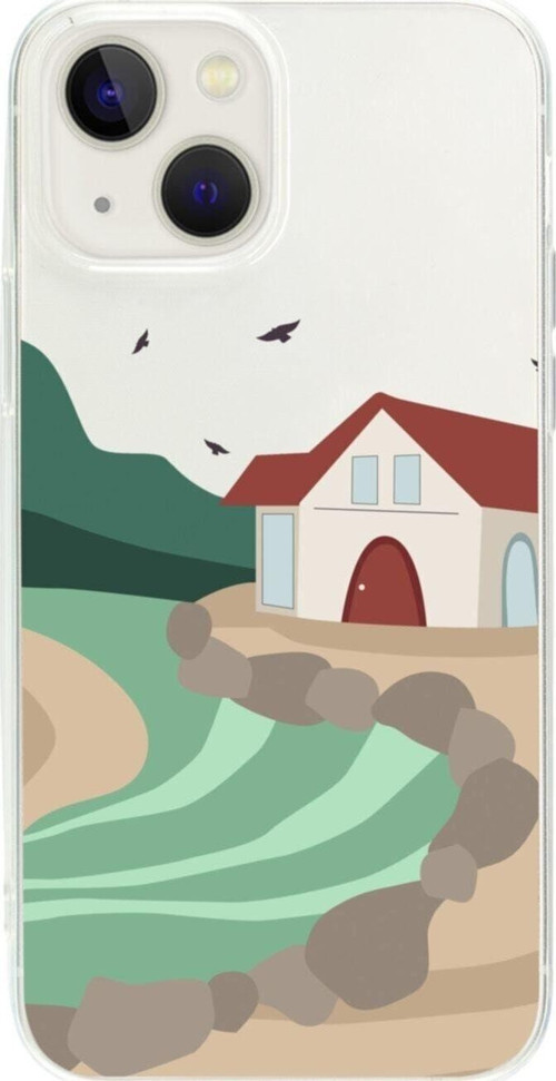 İphone 13 Ev Dere Şeffaf Telefon Kılıfı