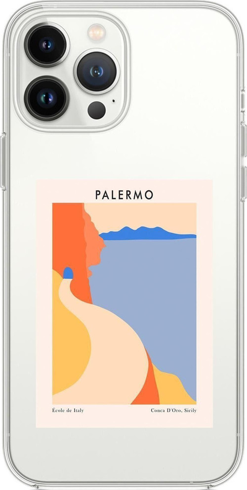 İphone 13 Pro Palermo Desenli Premium Silikonlu Şeffaf Telefon Kılıfı Uyumlu