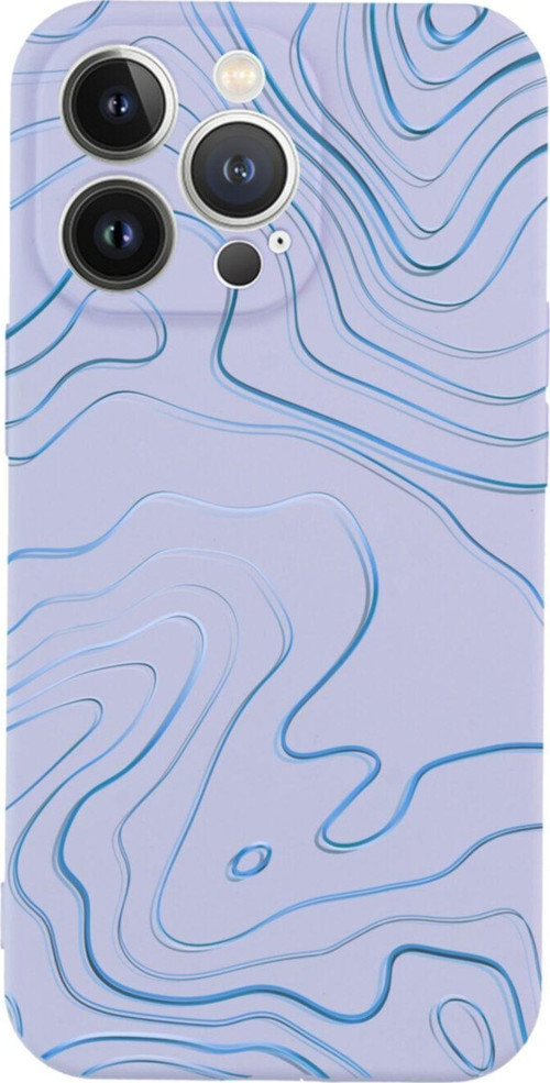 İphone 13 Pro Blue Art Tasarımlı Lila Telefon Kılıfı