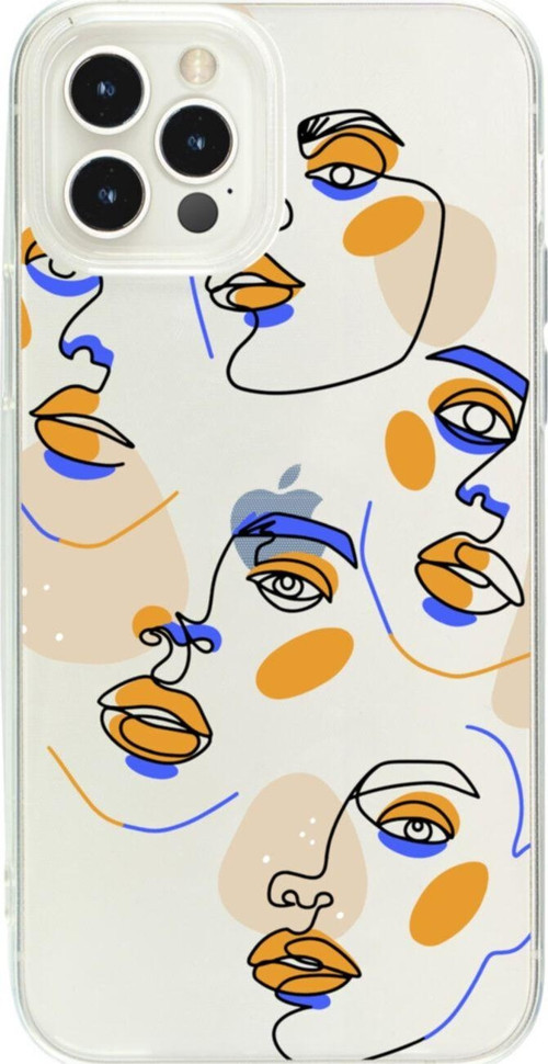 İphone 13 Pro Mx Surreal Face Tasarımlı Şeffaf Telefon Kılıfı
