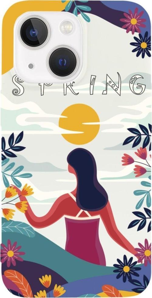 İphone 13 Spring Tasarımlı Beyaz Telefon Kılıfı
