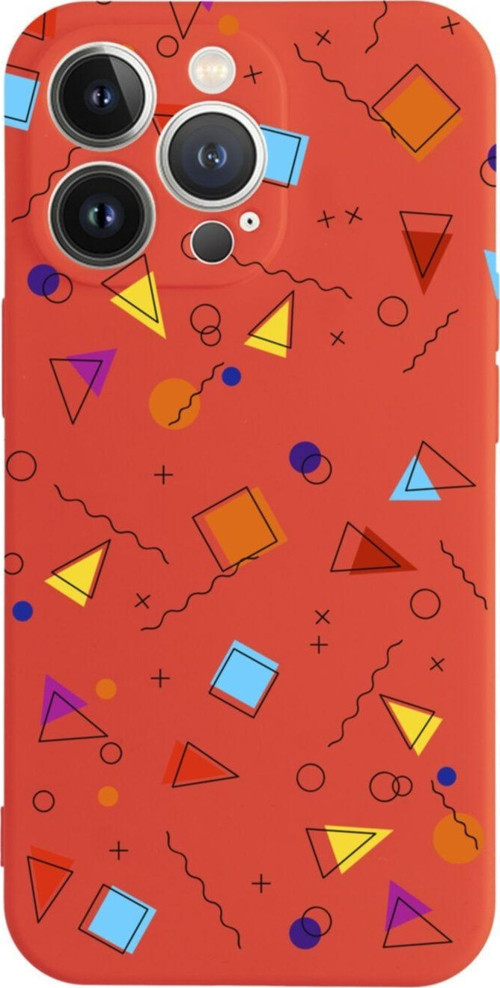 İphone 13 Pro Geometrik Tasarımlı Kırmızı Telefon Kılıfı