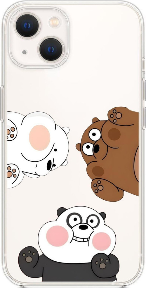 İphone 13 Mini Uyumlu Cute Animals Desenli Premium Şeffaf Silikon Kılıf