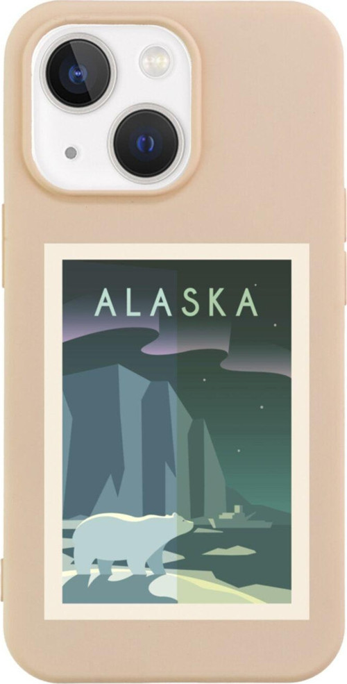 İphone 13 Alaska Tasarımlı Pembe Telefon Kılıfı
