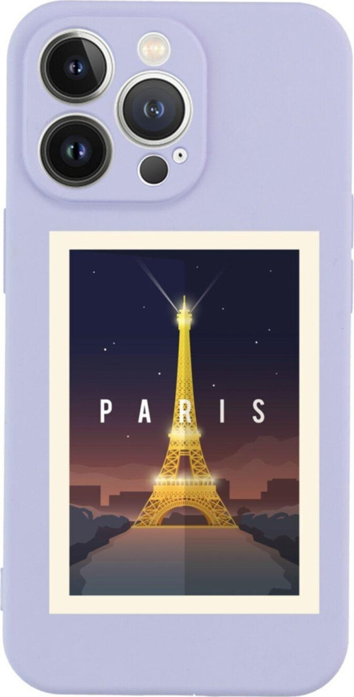 İphone 13 Pro Paris Tasarımlı Lila Telefon Kılıfı