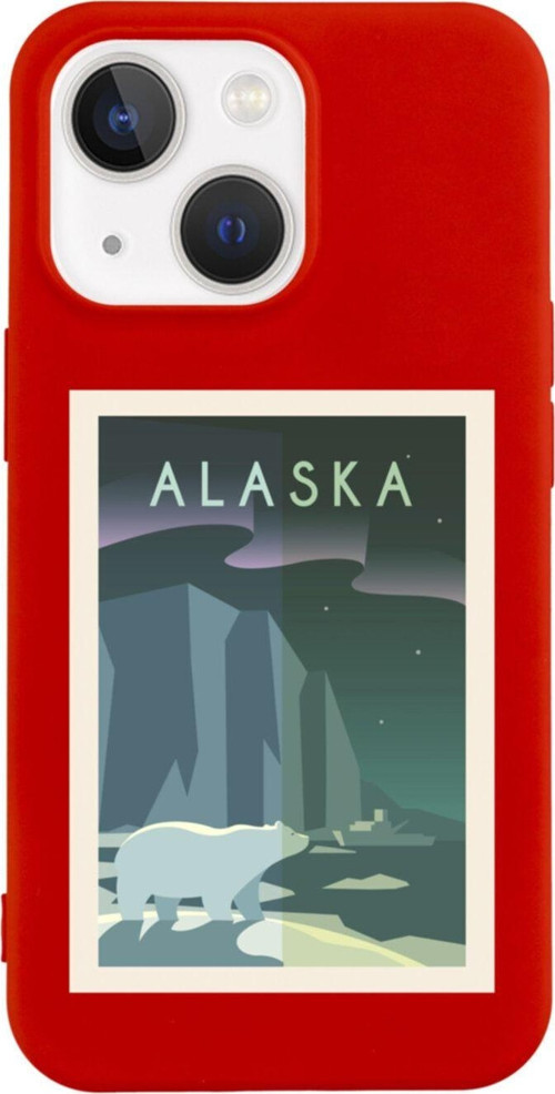 İphone 13 Alaska Tasarımlı Kırmızı Telefon Kılıfı