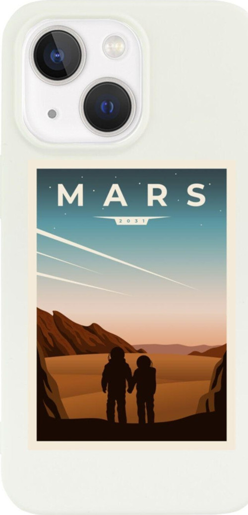 İphone 13 Mars Tasarımlı Beyaz Telefon Kılıfı