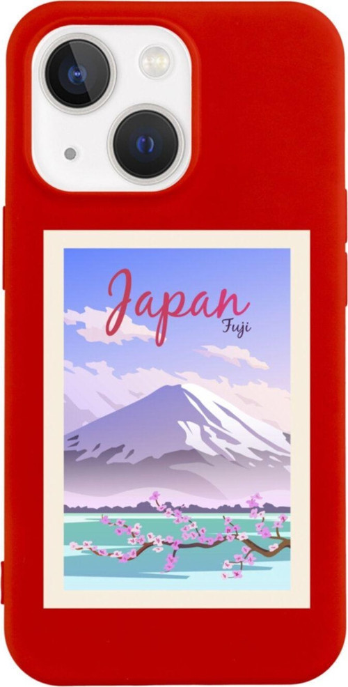 İphone 13 Japan Fuji Tasarımlı Kırmızı Telefon Kılıfı