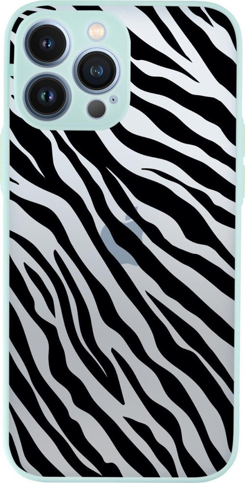 İphone 13 Pro Max Uyumlu Zebra Pattern Kamera Korumalı Buzlu Şeffaf Lüx Telefon Kılıfı