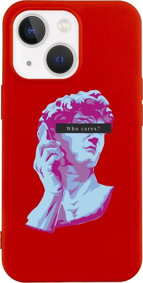 İphone 13 Who Cares Tasarımlı Kırmızı Telefon Kılıfı