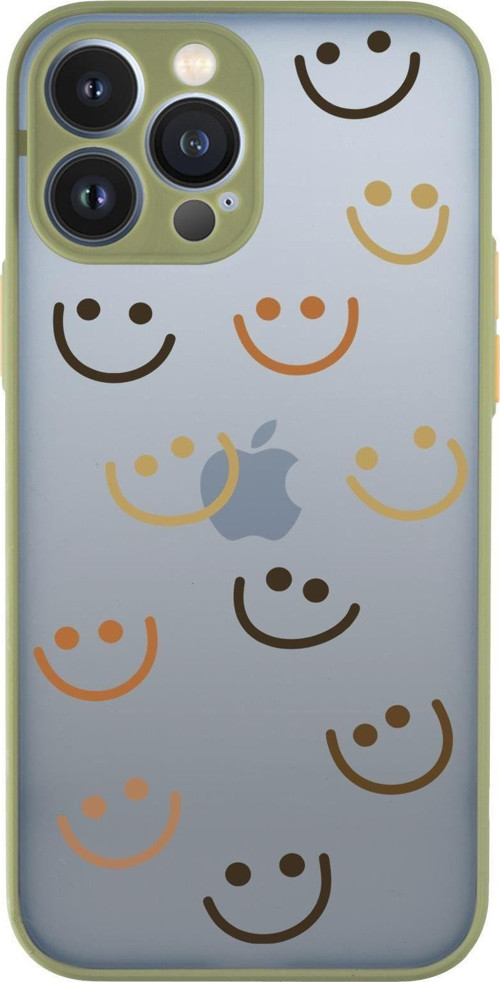 İphone 13 Pro Max Uyumlu Smile Desenli Kamera Korumalı Buzlu Şeffaf Lüx Telefon Kılıfı