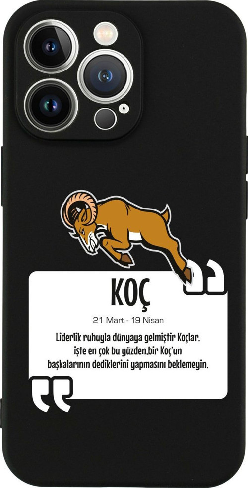 İphone 13 Pro Koç Burcu Tasarımlı Siyah Telefon Kılıfı