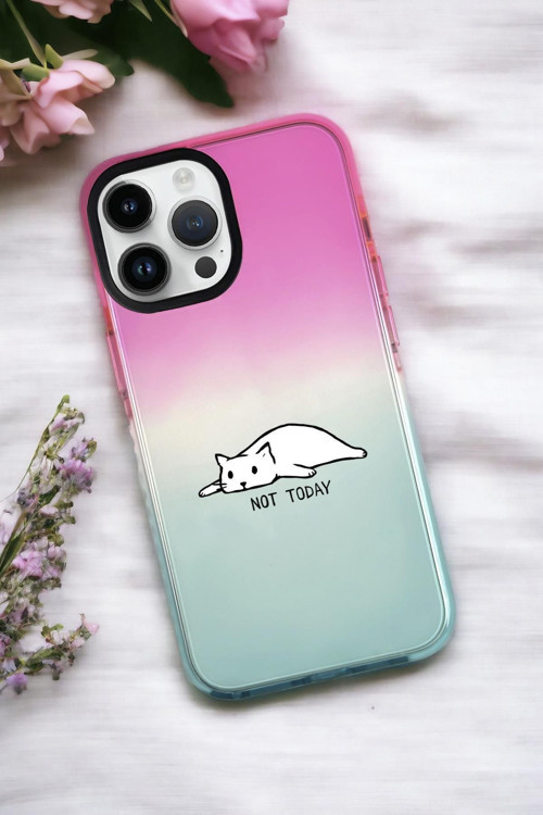 İphone 13 Pro Uyumlu Not Today Desenli Premium Rainbow Silikonlu Telefon Kılıfı