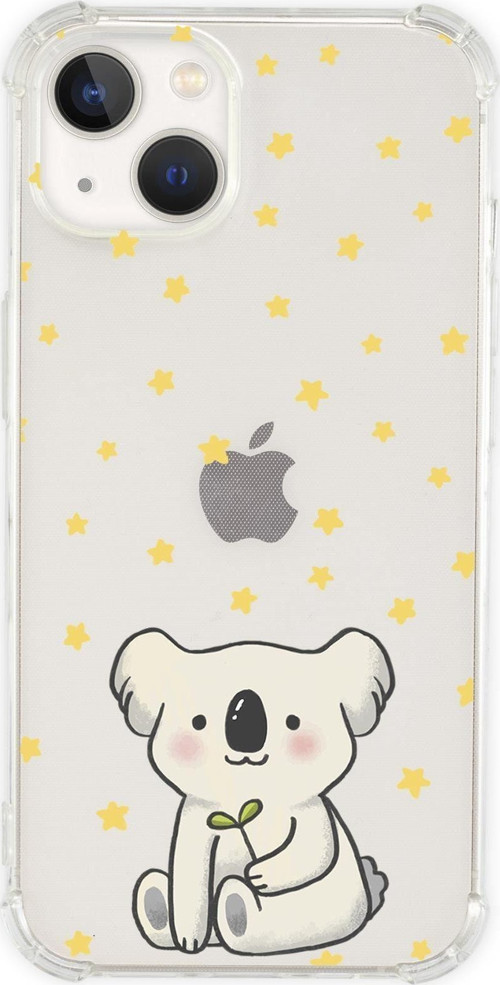 İphone 13 Uyumlu Koala Desenli Anti Shock Olex Köşe Darbe Korumalı Silikonlu Şeffaf Kılıf