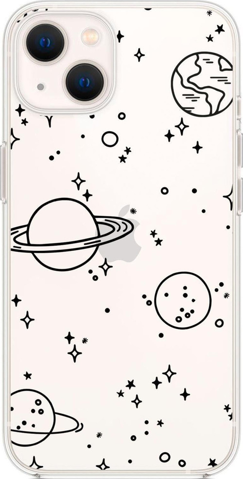İphone 13 Galaxy Desenli Premium Silikonlu Şeffaf Telefon Kılıfı