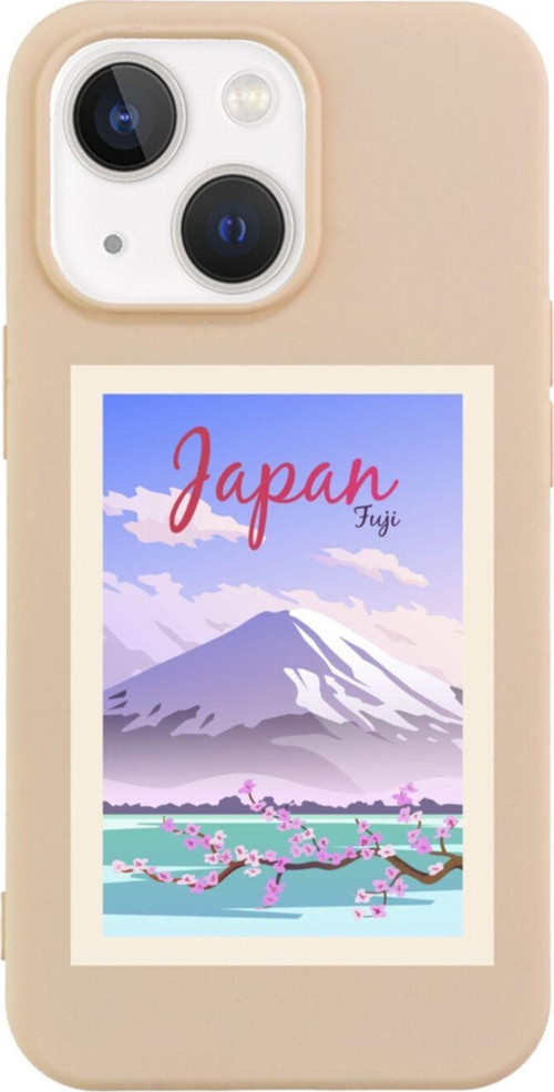 İphone 13 Japan Fuji Tasarımlı Pembe Telefon Kılıfı