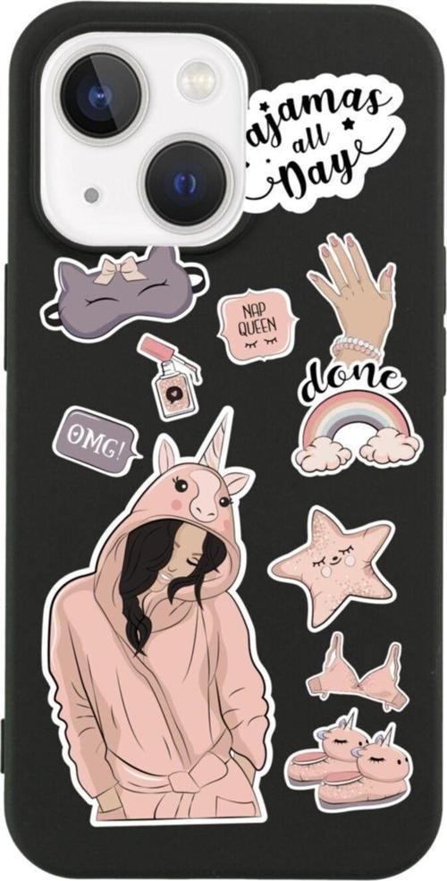 İphone 13 Pijama Day Tasarımlı Siyah Telefon Kılıfı