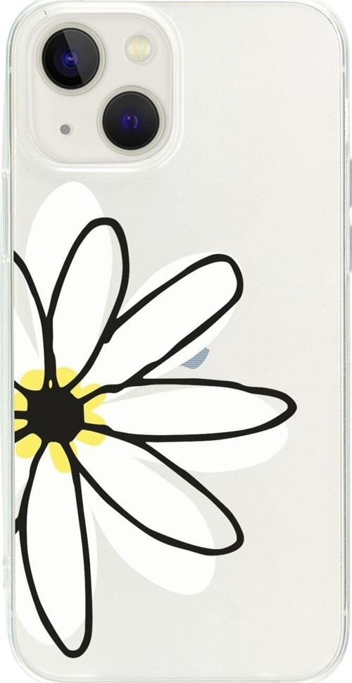 İphone 13 Papatya Desenli Şeffaf Telefon Kılıfı