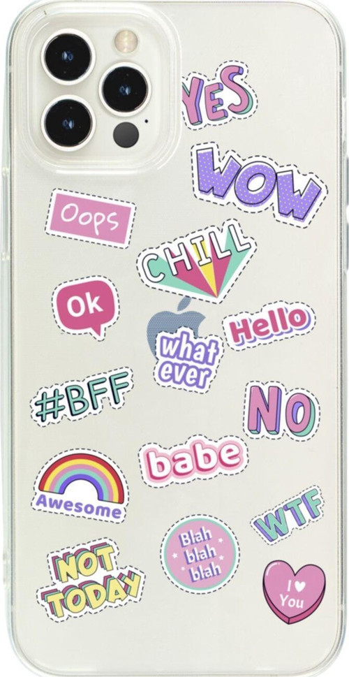 İphone 13 Pro Stickers Tasarımlı Şeffaf Telefon Kılıfı