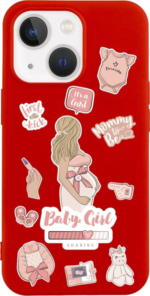 İphone 13 Baby Girl Tasarımlı Kırmızı Telefon Kılıfı
