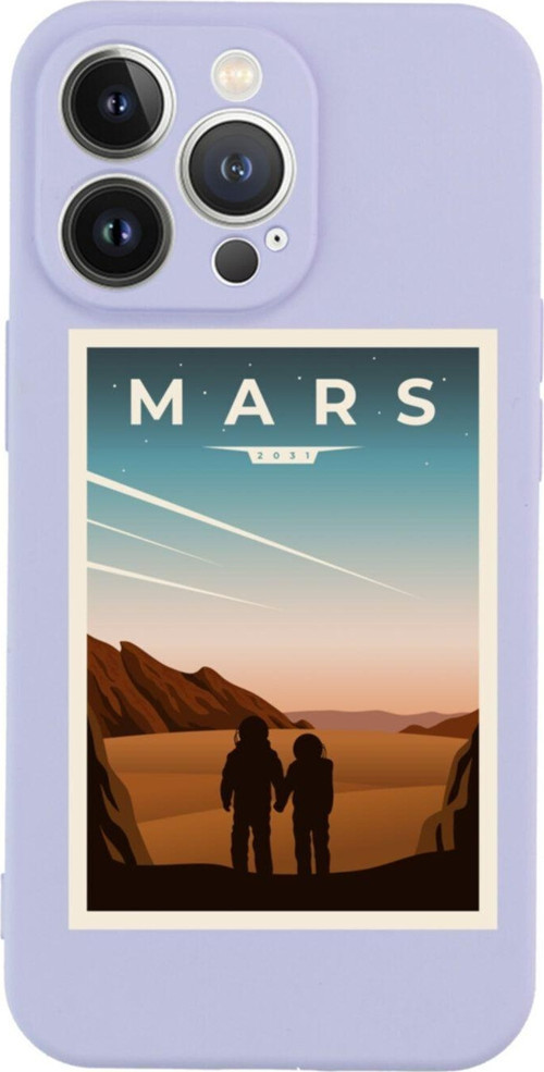 İphone 13 Pro Mars Tasarımlı Lila Telefon Kılıfı