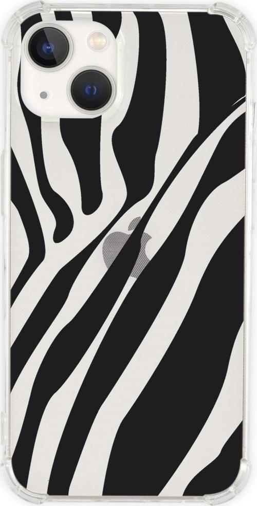 İphone 13 Uyumlu Zebra Desenli Anti Shock Olex Köşe Darbe Korumalı Silikonlu Şeffaf Kılıf