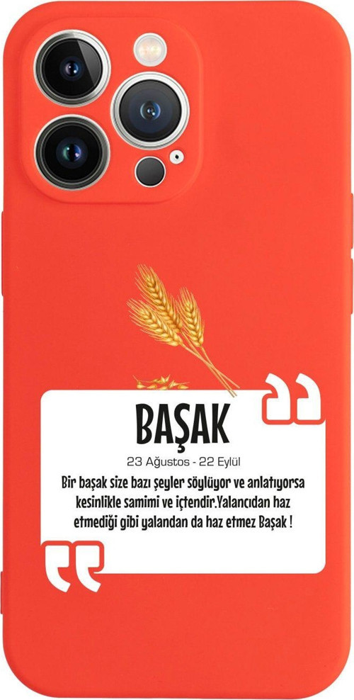 İphone 13 Pro Başak Yıldız Tasarımlı Kırmızı Telefon Kılıfı
