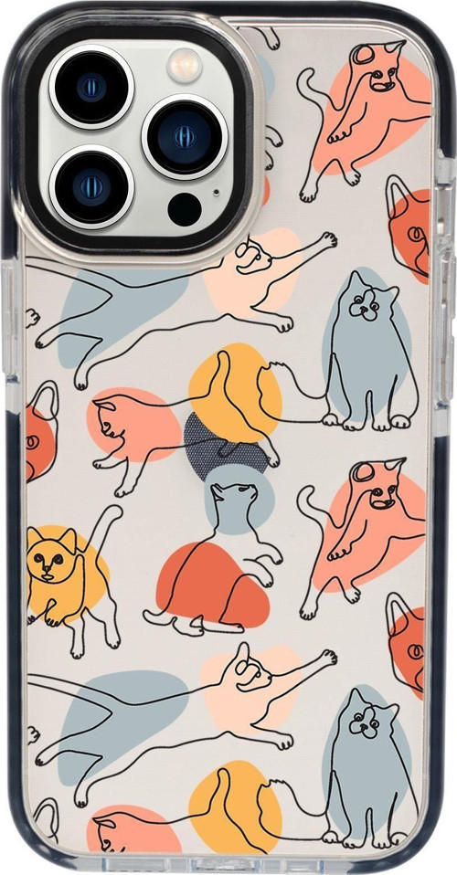 İphone 13 Pro Sevimli Kedi Figürleri Candy Bumper Darbe Emci Silikonlu Telefon Kılıfı