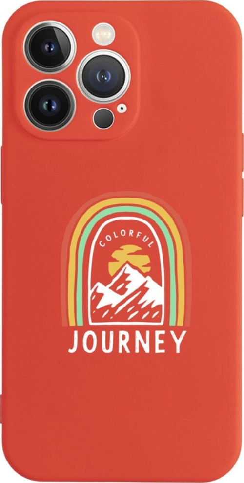 İphone 13 Pro Rainbow Tasarımlı Kırmızı Telefon Kılıfı