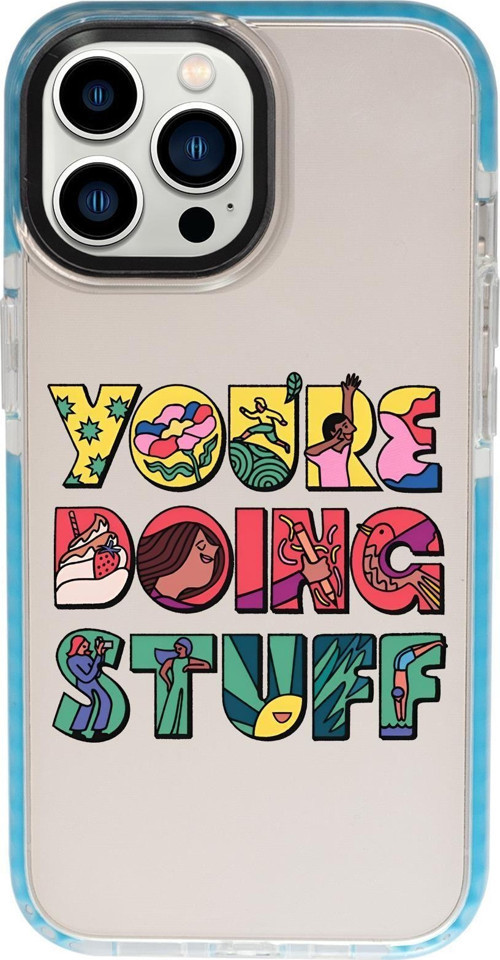 İphone 13 Pro Uyumlu Youre Doing Stuff Desenli Candy Bumper Silikonlu Telefon Kılıfı