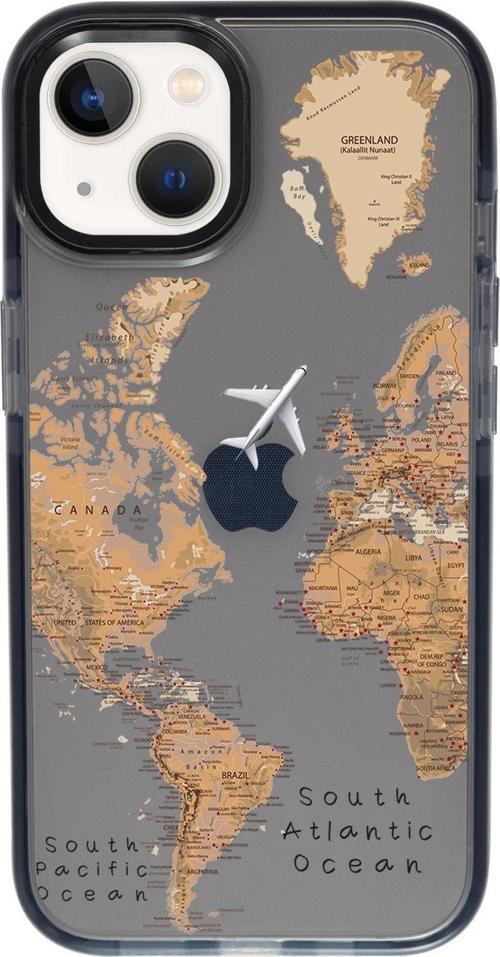 İphone 13 Dünya Harita Candy Bumper Darbe Emci Silikonlu Telefon Kılıfı