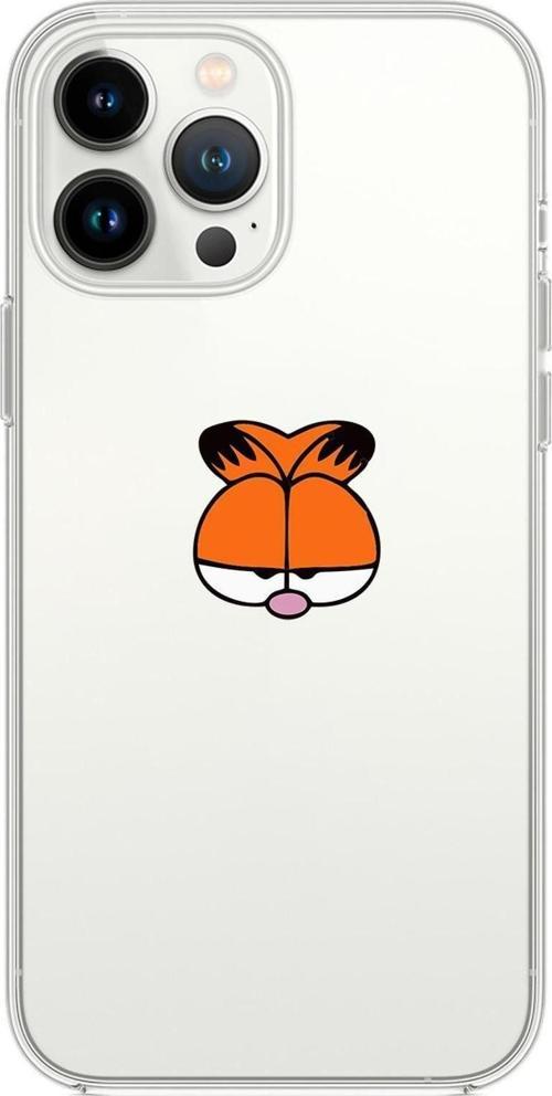 İphone 13 Pro Max Garfield Desenli Premium Silikonlu Şeffaf Telefon Kılıfı Uyumlu