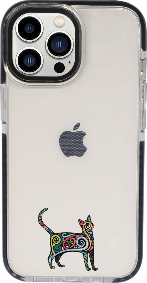 İphone 13 Pro Mandala Cat Candy Bumper Darbe Emci Silikonlu Telefon Kılıfı