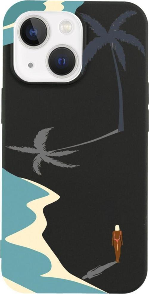 İphone 13 Beach Woman Tasarımlı Siyah Telefon Kılıfı