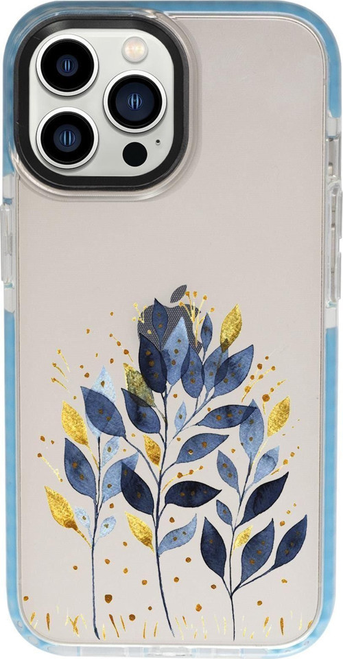 İphone 13 Pro Mavi Yaprak Candy Bumper Darbe Emci Silikonlu Telefon Kılıfı