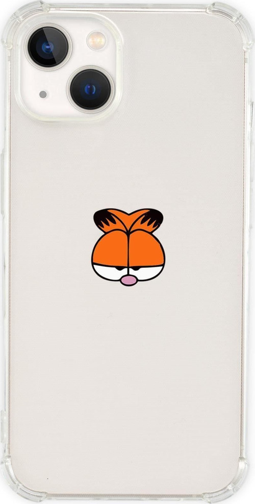 İphone 13 Uyumlu Garfield Desenli Anti Shock Olex Köşe Darbe Korumalı Silikonlu Şeffaf Kılıf